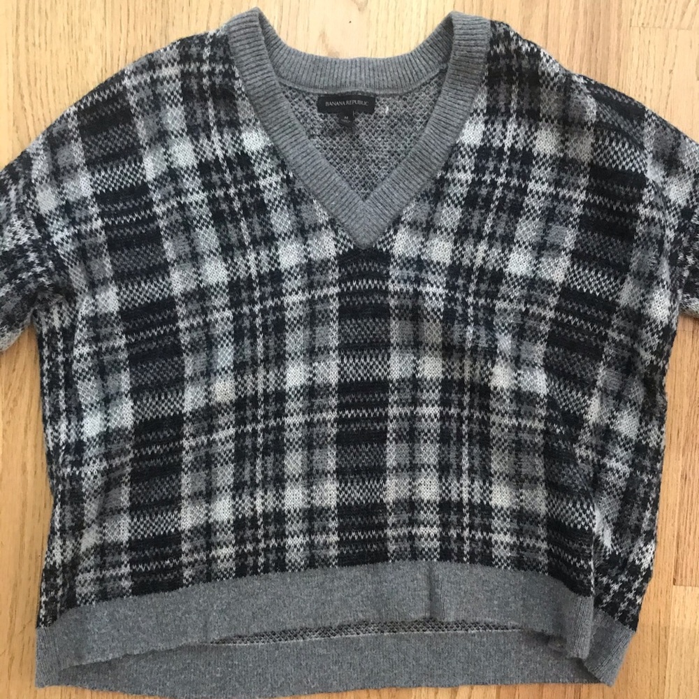 Black and grey plaid sweater